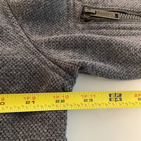 Regatta Full Zip Sweatshirt Men Size L Dusty Blue Long Sleeve Collar Elbow Patch - Picture 4 of 7